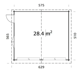 Palmako Fertiggarage Doppelgarage Roger 575 x 510 cm mit Sektionaltor naturbelassen