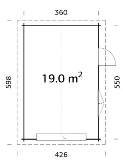 Palmako Fertiggarage Roger 360 x 550 cm mit Sektionaltor naturbelassen