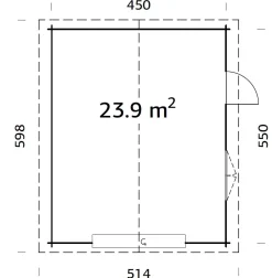 Palmako Fertiggarage Roger 450 x 550 cm mit Sektionaltor naturbelassen