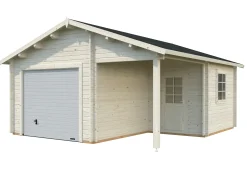 Palmako Fertiggarage Roger 510 x 550 cm mit Sektionaltor naturbelassen