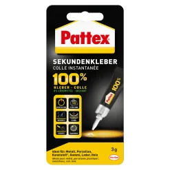 Pattex 100% Sekundenkleber 3 g Tube, transparent