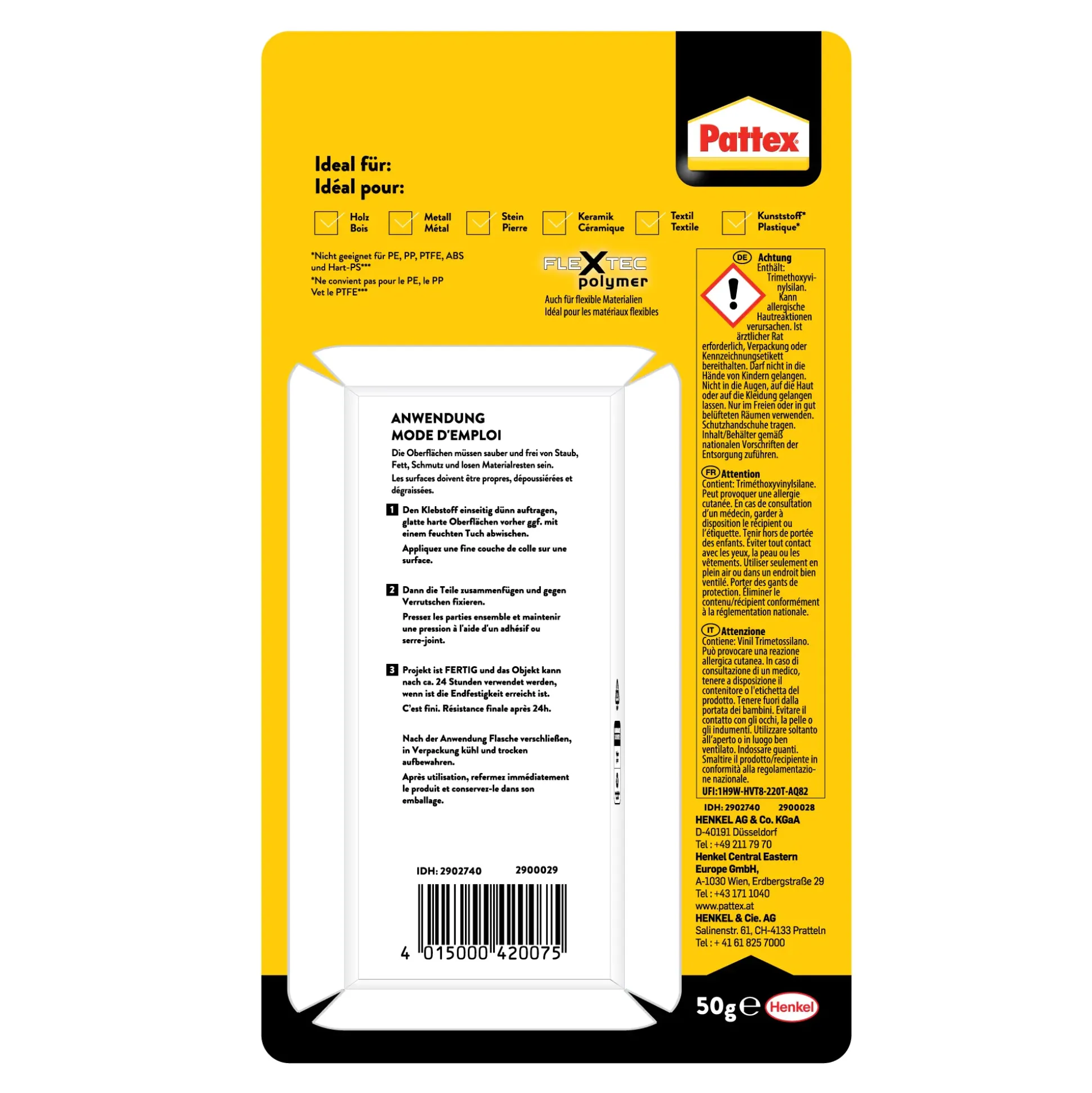 Pattex Alleskleber 100 % Repair transparent 50 g Flasche