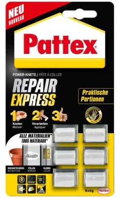 Pattex Epoxidharzkleber Powerknete Repair Express 6 x 5 g, weiß