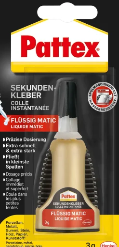 Pattex Sekundenkleber Flüssic Matic 3 g Tube, trocknet transparent
