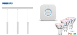 Philips Pendelleuchte 3er Spot Paxie Easy Link + Smart-Home Hue Bridge weiß 157 cm warmweiß-kaltweiß RGB