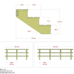 Plus Außentreppe Kiefer 3 Stufen 120 cm breit