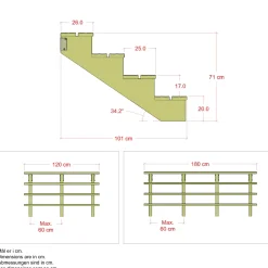 Plus Außentreppe Kiefer 4 Stufen 180 cm breit