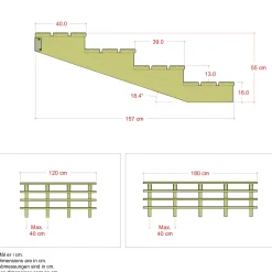 Plus Außentreppe Kiefer 4 Stufen 120 cm breit Schritttiefe 39 cm