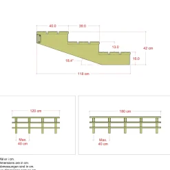 Plus Außentreppe Kiefer 3 Stufen 120 cm breit Schritttiefe 39 cm