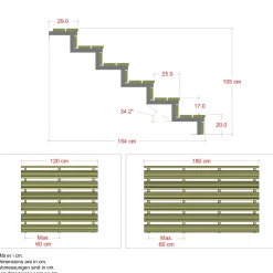 Plus Außentreppe Kiefer/Feuerverzinkt 6 Stufen 120 cm breit