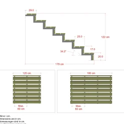 Plus Außentreppe Kiefer/Feuerverzinkt 7 Stufen 120 cm breit