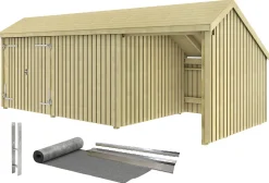 Plus Gartenhaus Multi 3 Module 619 x 238 cm natur mit Doppeltür, offen