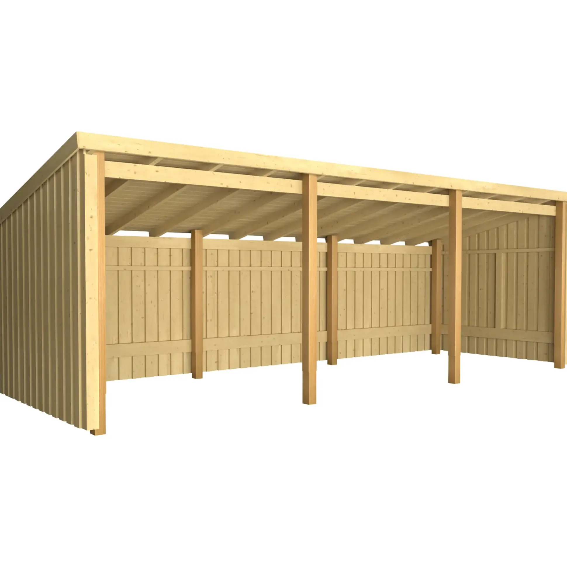Plus Gartenhaus Nordic Multi 619 x 208 cm natur offen mit Dachpappe