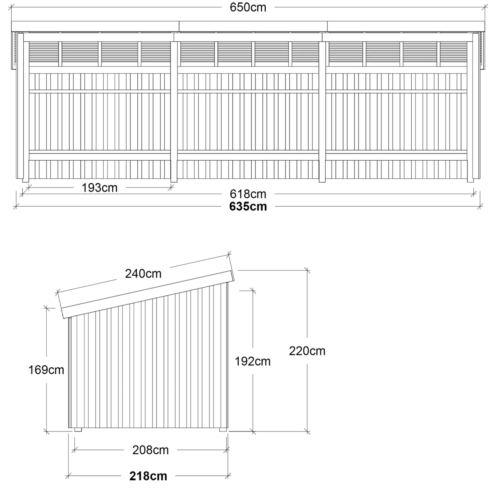 Plus Gartenhaus Nordic Multi 619 x 208 cm natur offen mit Dachpappe