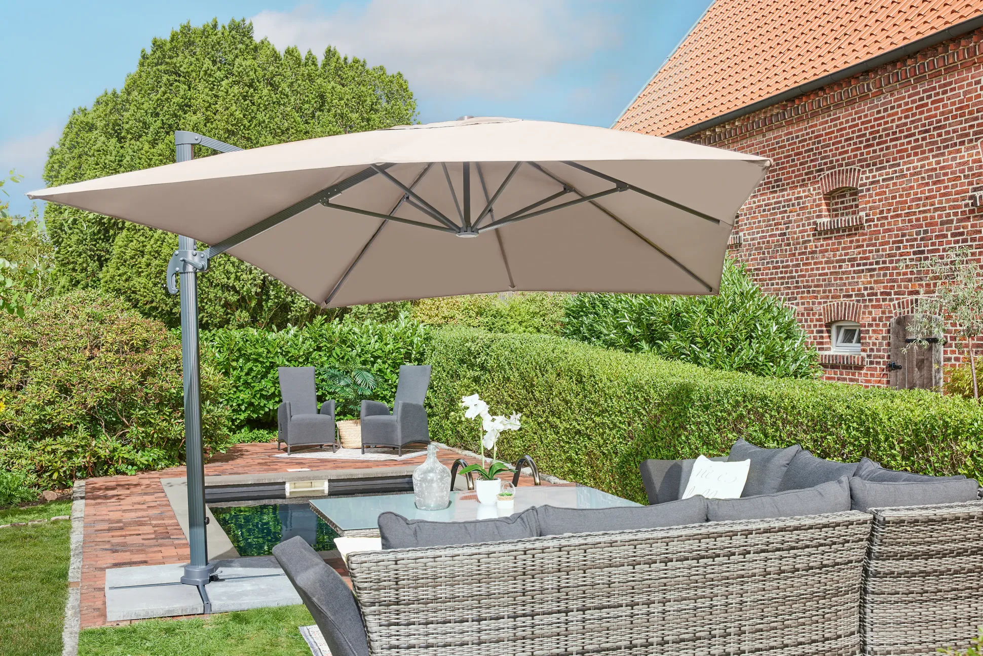 Primaster Ampelschirm Messina taupe, 300 x 400 cm