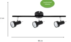 Primaster Deckenstrahler 3er LED Spot New York GU10 8 x 48 x 12 cm schwarz