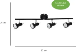 Primaster Deckenstrahler 4er LED Spot New York GU10 8 x 62 x 14 cm schwarz