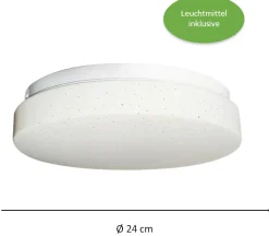 Primaster LED Deckenleuchte Boston mit Sternenhimmel 24 x 6 cm weiß