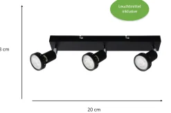 Primaster LED-Deckenlampe 3er Spot Chicago GU10 36 x 8 cm schwarz