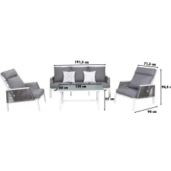 Primaster Lounge Set Cervia Inkl. Sitz-, Rücken- und Zierkissen