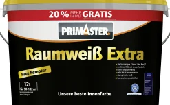 Primaster Raumweiß Extra Wandfarbe konservierungsmittelfrei weiß matt 12 L