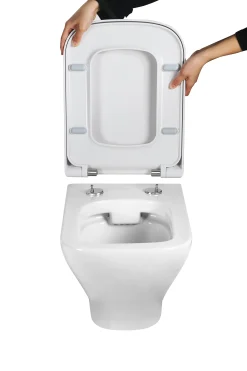 Primaster Wand WC spülrandlos Serena Tiefspüler weiß inkl. WC Sitz