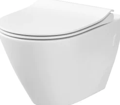 Primaster Wand WC spülrandlos Genia Tiefspüler weiß inkl. WC Sitz