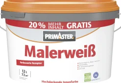 Primaster Wandfarbe Malerweiß matt 12 L + 20% gratis
