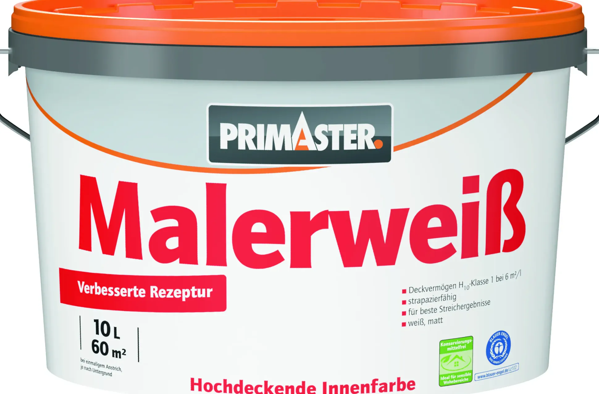 Primaster Wandfarbe Malerweiß konservierungsmittelfrei 10 L