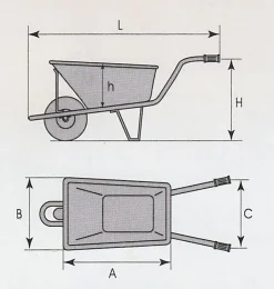 pro-bau-tec Garten- und Bauschubkarre 85 l Tragkraft 160 kg