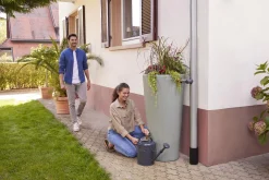 4rain Regenspeicher Vaso 2 in 1 Decor 220 L agave mit Pflanzschale