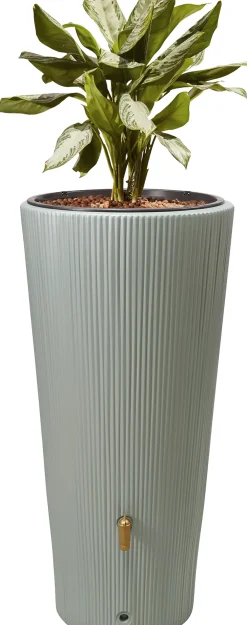 4rain Regenspeicher Vaso 2 in 1 Decor 220 L agave mit Pflanzschale