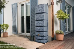 4rain Regenwasser-Wandtank Slim Stone Decor graphite grey 350 Liter