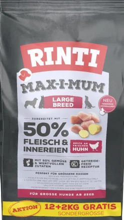Rinti Max-i-Mum Hundetrockenfutter Adult 12 + 2 kg Fleisch & Innereien