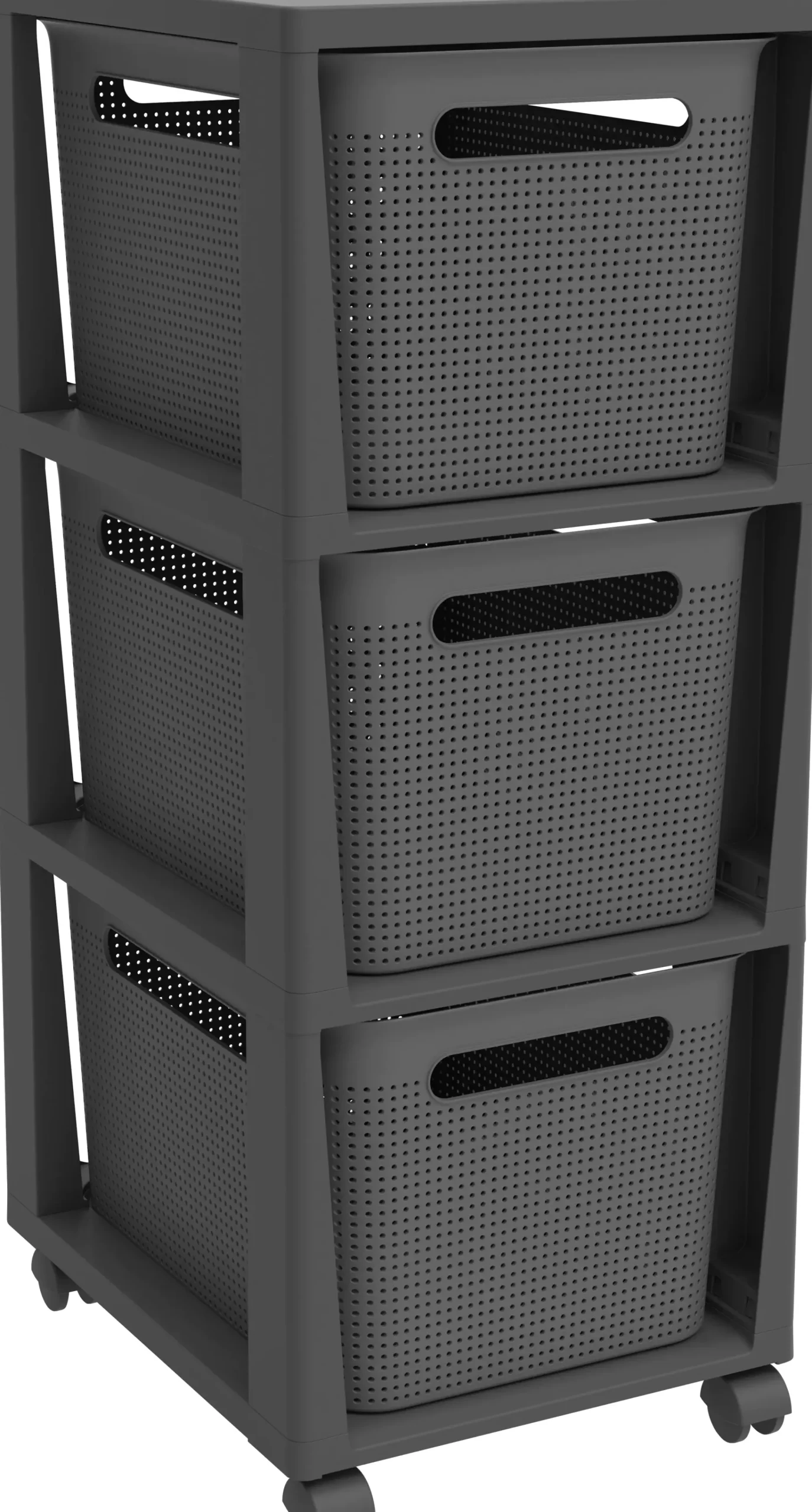 Rotho Schubladenbox Tower 3 x 16 L Brisen mit Rollen anthrazit