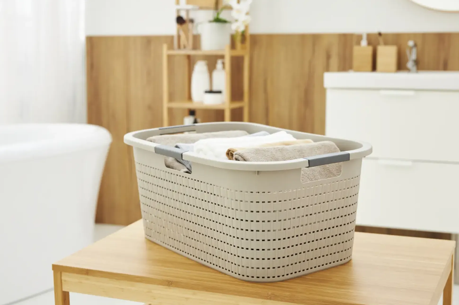 Rotho Wäschekorb Country, 40 L cappuccino