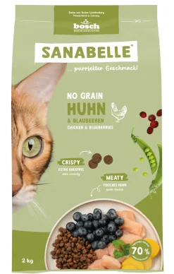 Sanabelle Katzentrockenfutter Adult No Grain mit Huhn für ausgewachsene Katzen 2 kg