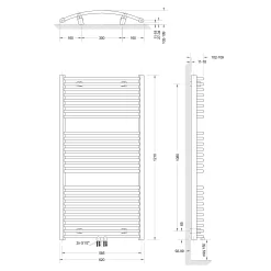 Schulte Badheizkörper 121 x 62 cm weiß 678 Watt Anschluss mittig