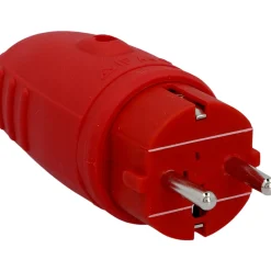 Schutzkontakt-Stecker Gummi PVC-Ein IP44 rot, mit Knickschutz