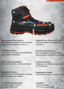 Sicherheitsstiefel Ultra S3 schwarz-orange