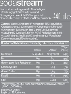 Sodastream Sirup Cola + Orange ohne Zucker, 440 ml