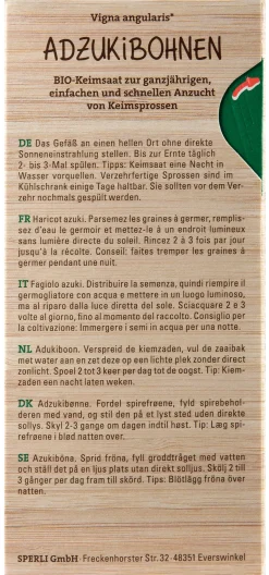 Sperli BIO Keimsprossen-Saat Adzukibohne