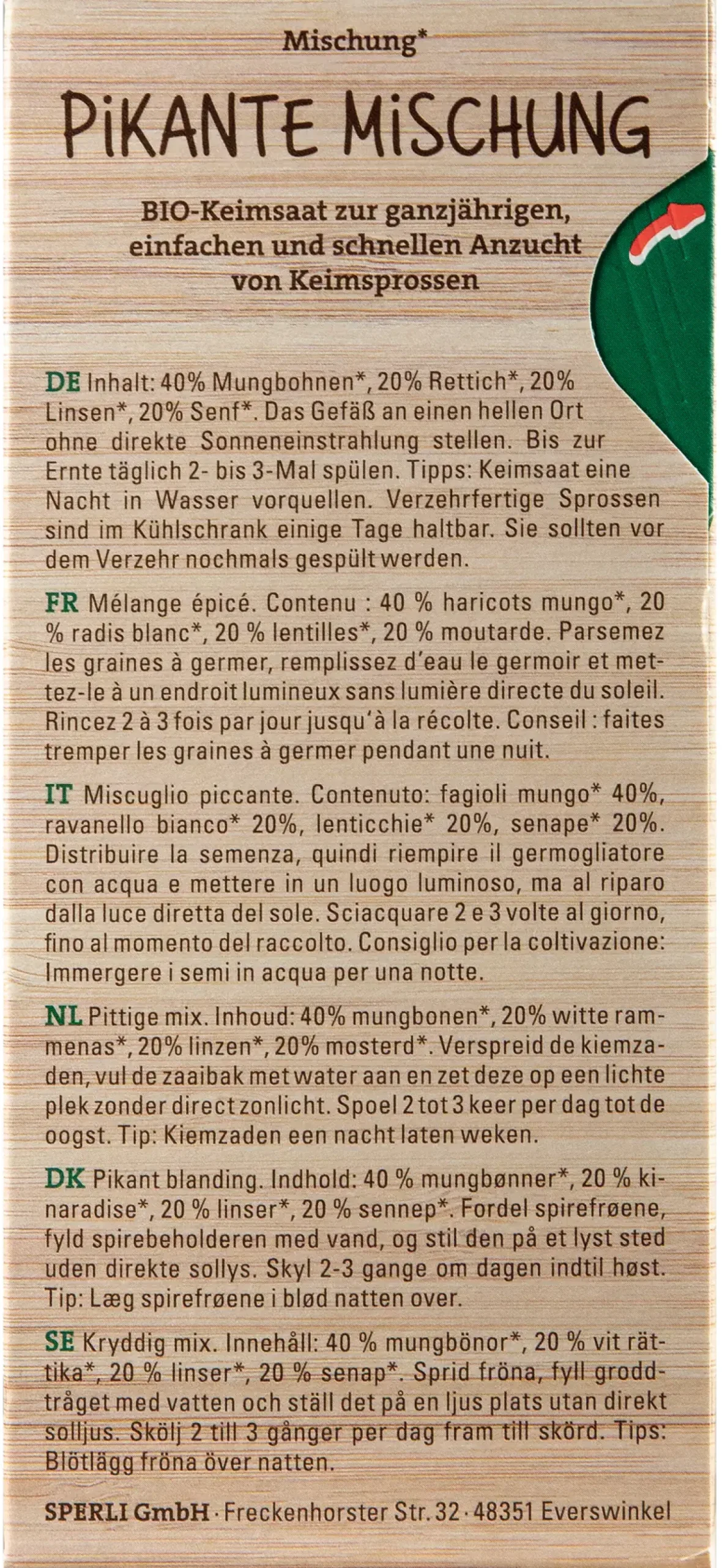 Sperli BIO Keimsprossen-Saat Pikante Mischung