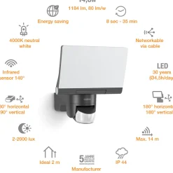 Steinel Strahler XLED Home 2 S Graphit mit Bewegungsmelder, Sensor