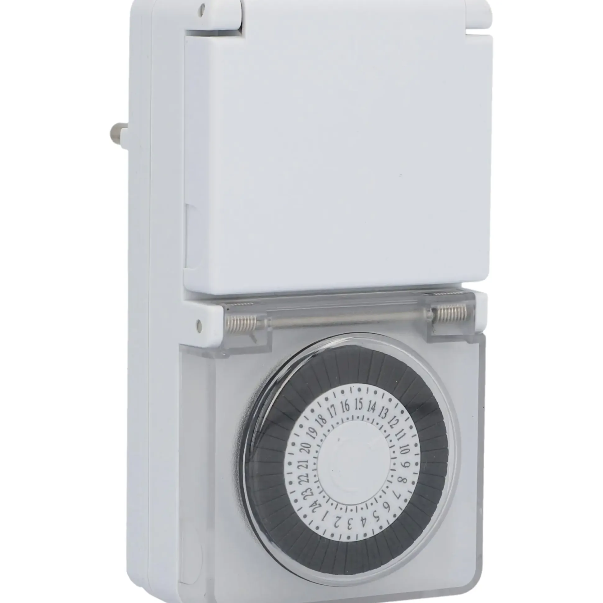 Tageszeitschaltuhr analog, mini, für außen, IP44, weiß