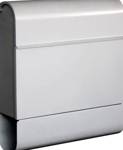 TrendLine Briefkasten Gong mit Zeitungsbox silber 41 x 37.2 x 11.2 cm
