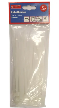 TrendLine Kabelbinder weiß 4,8 x 160 mm, 50 Stück