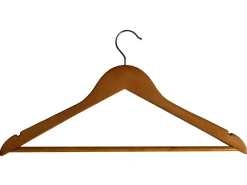 TrendLine Kleiderbügel mit Steg 5 Stück Holz natur-dunkel