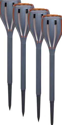 TrendLine LED Solarleuchte 4er Set mit Erdspieß grau