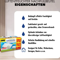 UHU Luftentfeuchter Nachfüllbeutel Sparpack, 3 x 1000 g Sparpack
